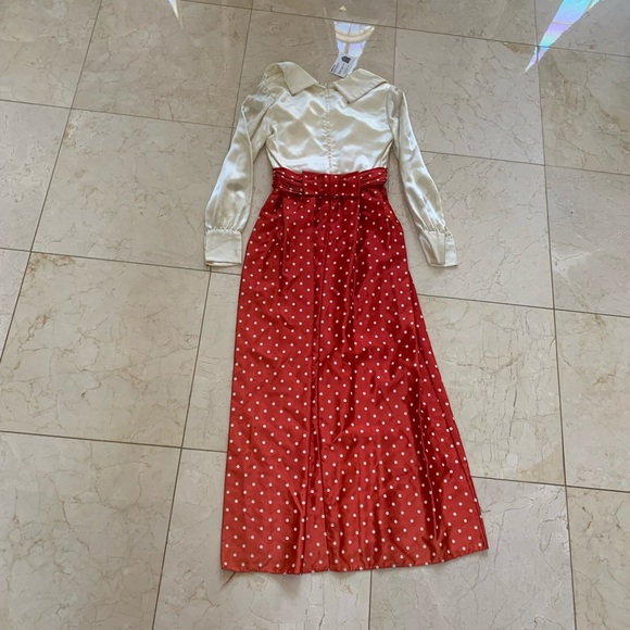 Emma Domb Cream and Red Polka Dot Vintage Dress - Picture 5 of 6